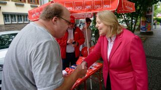 Parteichefin Bas ist in diesen Tagen überall in NRW unterwegs.