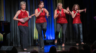 Servieren trotz Glitzerlook handfeste Kost: Die vier „Schönen Mannheims“ (von links) Stefanie Titus, Anna Krämer, Smaida Platais und Susanne Back.