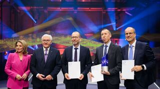 Der Deutsche Zukunftspreis ging in diesem Jahr an das Team «Kraftpaket fürs Klima - Fernverkehr-Lkw mit Wasserstoff elektrisch betreiben.